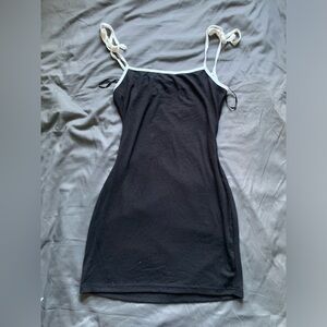 SHEIN ribbed dress with white tie